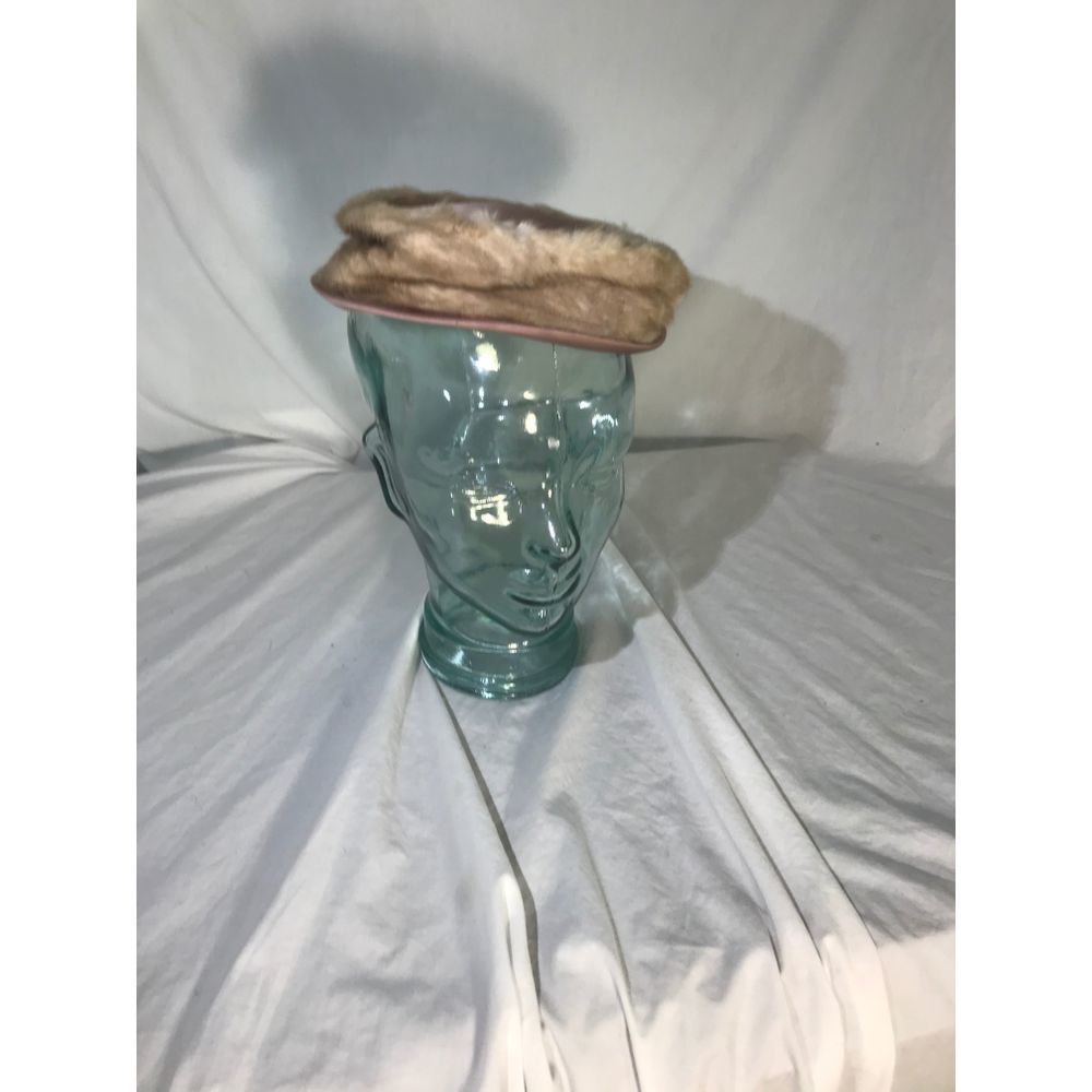 Vintage 1920s Hard Allen Cocktail hat W/ Fur Rim